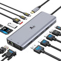 Laptop Docking Station 4 Monitors, Dual HDMI+8K DP+VGA, 10Gbps, 100W PD, 6 USB C/A Ports, Ethernet, SD/TF, LIONWEI 13 in 1 USB C Hub for MacBook/Dell/HP/Surface