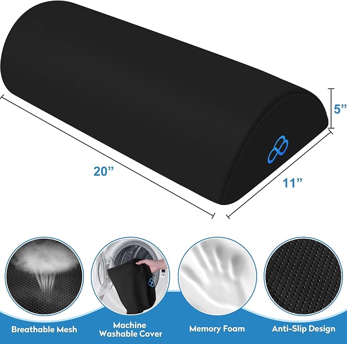 StepLively Foot Rest Ergonomic Pillow for Under Desk at Work, Anti-Fatigue Footrest Support Pillow for Fatigue & Pain Relief, Comfortable for Office Chair, Car Seat & Gaming Chair - Black, Large
