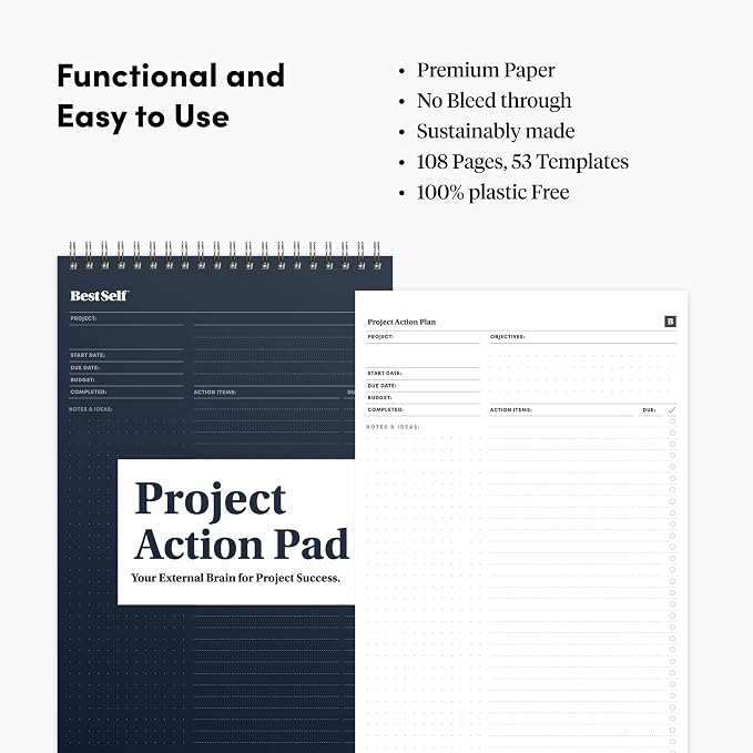 BestSelf Project Action Pad - Daily Task Planner, To-Do List & Action Pad for Boosting Productivity and Effective Project Management