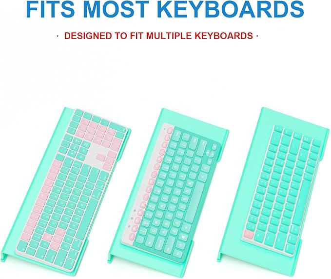 WINFFOR Comfortable Computer Keyboard Stand - Ergonomic Keyboard Riser Acrylic Tilted Keyboard Holder for Easy Typing&Working at Home Office - Fits All Keyboard Sizes - 17'' Wide (Lake Blue)