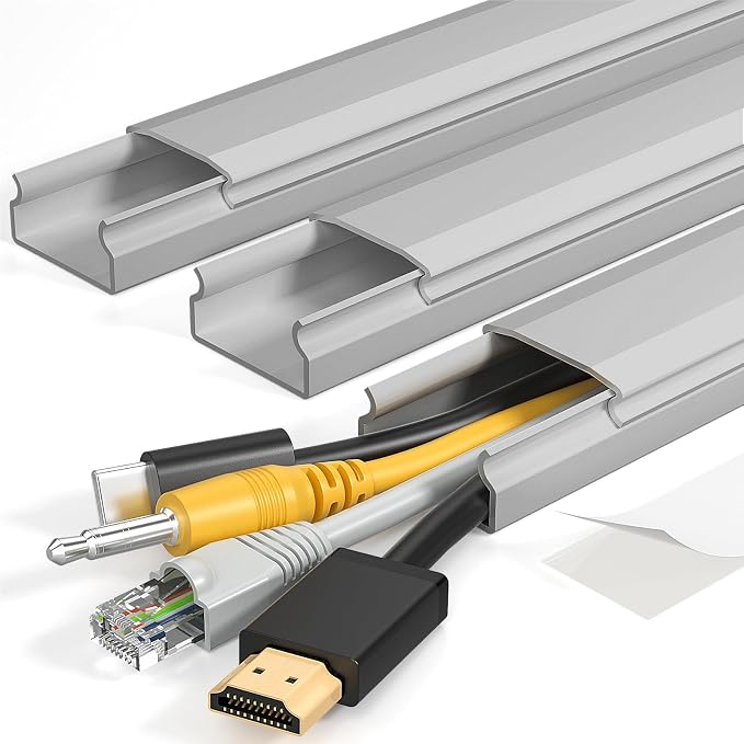 Yecaye TV Cord Hider, 42In Large Cable Hider Grey, Wire Covers for 4 Cords, Wire Hiders for TV on Wall, Cable Raceway Concealer, W1.18in H0.6in, Grey