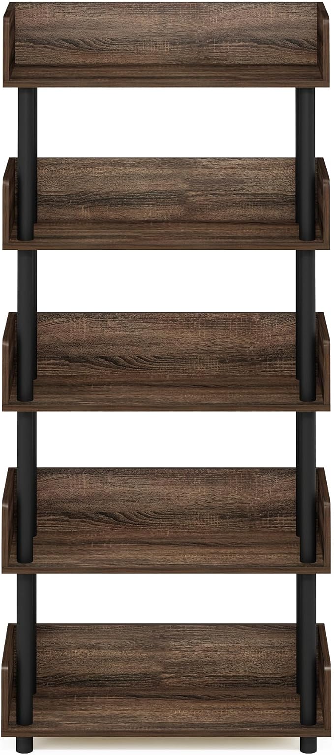 Furinno Turn-N-Tube 5-Tier Toolless Freestanding Multipurposes Display Rack, Walnut