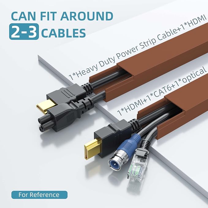 Wire Hider, 157in Delamu Cord Hider Wall, Paintable Wire Covers for Cords, TV Cable Hider Wall Kit, Cable Covers Raceway, Cable Management Hide TV Cords for Wall Mount TV, 10XL15.7 W0.95 H0.55in Brown