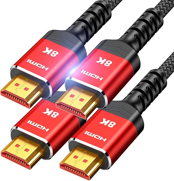 Highwings Short HDMI Cables 1.5FT/0.5M 2-Pack, HDMI 2.1 10K 8K@60Hz 4K@120Hz 48Gbps HDMI Cord, Ultra High Speed Sound & Picture Quality Performance Cable, Braided, DTS-HD, eARC, Ease of Installation