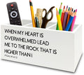 Christian Pen Pencil Holder Organizer for Desk, Christian Gifts for Women Men, Religious Psalm 61:2 Bible Verse Scripture Wooden Box Sign for Home Office Desk Tabletop Decorations