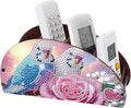DIY Diamond Painting Tabletop Holder Lovebirds and Rose Design Handmade 5D Diamond Art Storage Box for TV AC Remotes Makeup Brushes Office Desktop Craft Valentine's Day Gift
