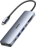 BENFEI 7-in-1 USB C Hub with HDMI(4K@60Hz), 2 USB-A, 1 USB-C Data, 100W Charge, SD/TF Card Reader, Silicone Tangle-Free Cable Compatible with MacBook Pro/Air, iPad Pro, iMac, iPhone 15 Pro/Pro Max