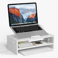 AFOOYO Adjustable Wood Laptop Stand, Ergonomic Height Angles Computer Holder Riser for Desk Compatible with Air, Pro, Dell, HP, Lenovo More 10-17.3" Laptops, White