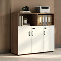 File Cabinet with Password Lock, Wood Lateral Filing Cabinet for Letter/A4 Files, 3 Drawer with Door, Printer Stand with Open Shelves for Home Office