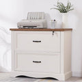34.6" Farmhouse File Cabinet,Wood File Cabinet with Hanging File Folders,Top Drawer Lockable,Lateral Filing Cabinet for Home Office Compatible with Letter/Legal/A4 Size (1)