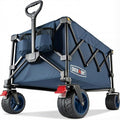 Overmont Ultra-Compact Collapsible Wagon Cart - 200L Portable Folding Wagon with All-Terrain Wheels Utility for Beach, Grocery Shopping, Camping, and Gardening – 360lbs Load Capacity Blue