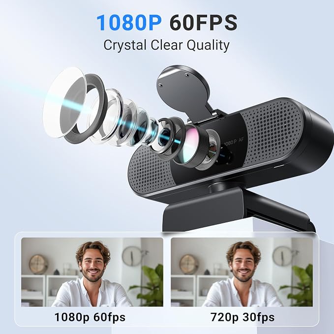 EMEET 2024 Upgraded C960 Webcam for PC, Autofocus, 1080P HD, 73° View Angle, Computer Camera w/Privacy Cover and Microphone, Plug and Play USB Webcam for Video Calling/Zoom/Teams/Google Meet