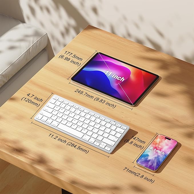 OMOTON Ultra-Slim Bluetooth Keyboard for iPad 11th/10th/9th/8th/7th, iPad Pro/Air/Mini and iPhone Series, Wireless iOS Keyboard with 12 Multimedia Keys for Office, Home, Travel, School, White