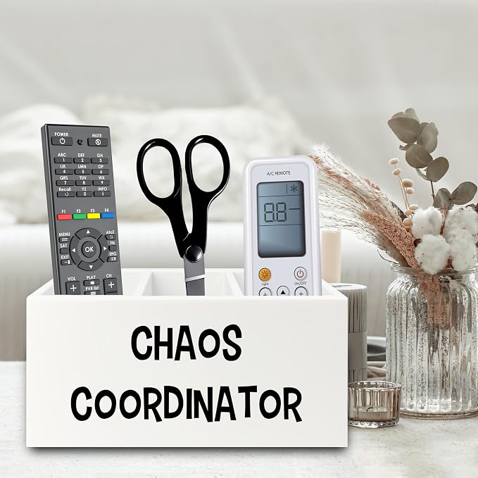 Chaos Coordinator Pen Pencil Holder Organizer for Desk, Thank You Gifts for Women Men Coworkers Boss Leader Manager, Appreciation Gifts Wooden Box Sign for Home Office Desk Tabletop Decorations