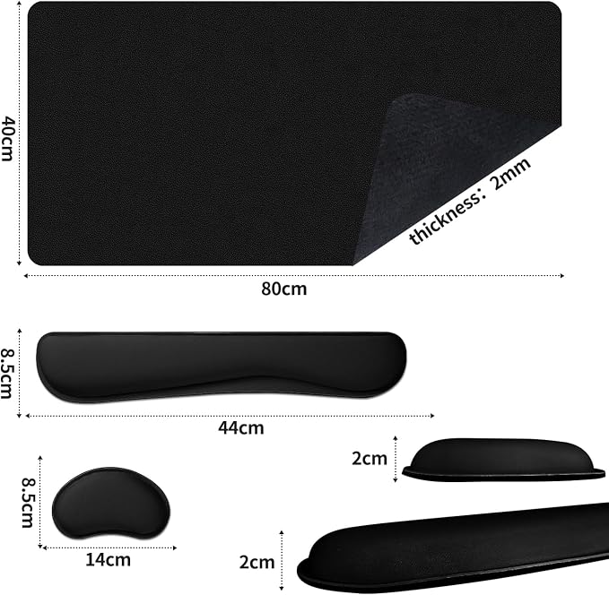 Leather Desk Pad, Black Desk Mat, Non-Slip Desk Protector Mat, Leather Desk Blotter, Computer Desk Pad, Waterproof Desk Mat for Home Office and Decor(31.5×15.7 Inches)