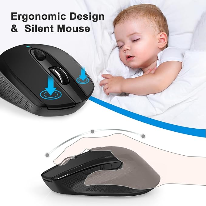 RaceGT USB C Wireless Mouse, Type C Silent Mouse for MacBook Air/Pro, 2.4G Cordless Computer Mice with 6 Buttons and 3 Adjustable DPI for Mac, Laptop, Desktop, PC