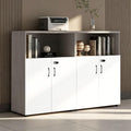 File Cabinet with Password Lock, Wood Lateral Filing Cabinet for Letter/A4 Files, 3 Drawer with Door, Printer Stand with Open Shelves for Home Office