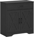 Panana Wooden Cabinet 1 Drawer and 2 Doors Storage Cupboard Coffee Bar Sideboard Farmhouse Entryway Organizer Console (Black)