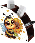Bee and Sunflower Diamond Painting Organizer – DIY Wooden Multi-Compartment Desktop Storage Box, Rustic Tabletop Craft Kit for Adults Home or Office Use
