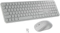 Wireless Keyboard and Mouse Combo with 110 Round Keycaps, Power Switch, and Scissor-Switch Typing Feel – Ideal for Office Use (White)