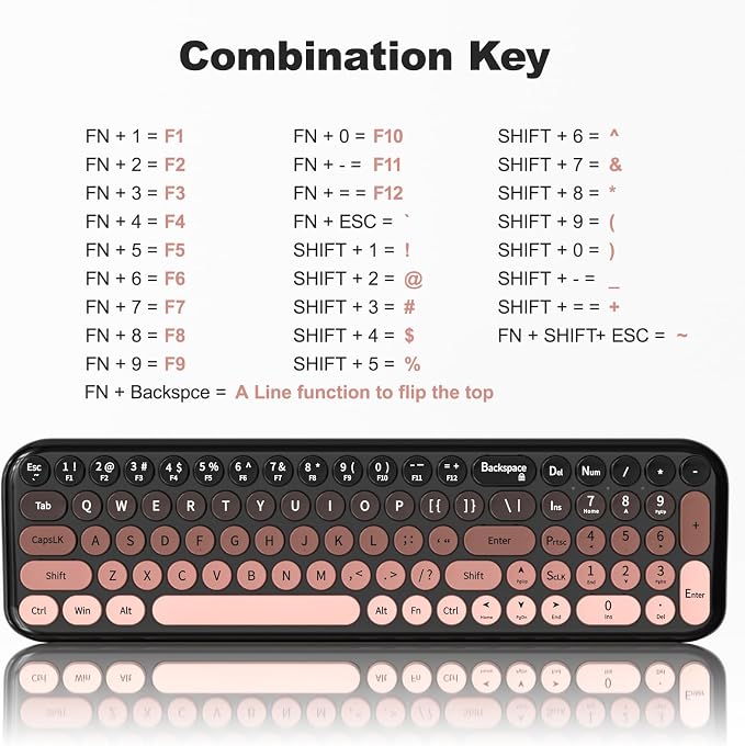 MOFII Wireless Keyboard and Mouse Combo, Compact Small Keyboard with Large Print, 2.4GHz Retro Typewriter Keyboard, Quiet Click Mouse for PC, Laptop, Desktop, Windows (BlackBerry Gradient)