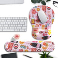 Cute Pink Mouse Pad and Keyboard with Wrist Rest Ergonomic Aesthetic Gaming Mouse Pads, Best Desk Decor Office Cute Pink Desk Accessories Mouse Pad with Wrist Rest, Vacation Style Soft Gel Material