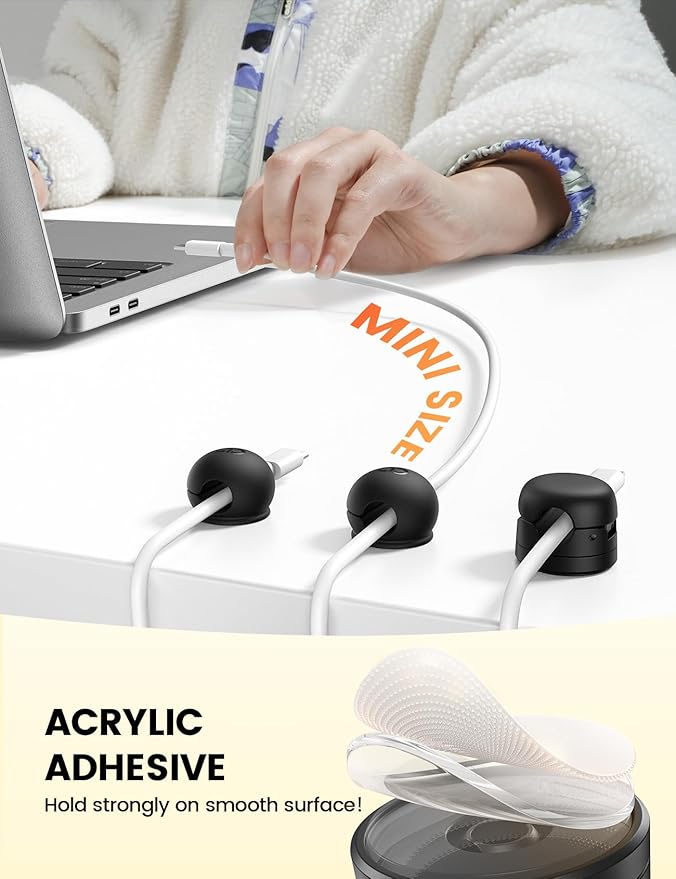 Lamicall 12Pack Magnetic Cord Organizer, Desk Desktop Dorm Organizer Decor Accessories, Silicone Mini Cable Management Clips for Phone Charger Cable, Cord Holder for Nightstand Home Office