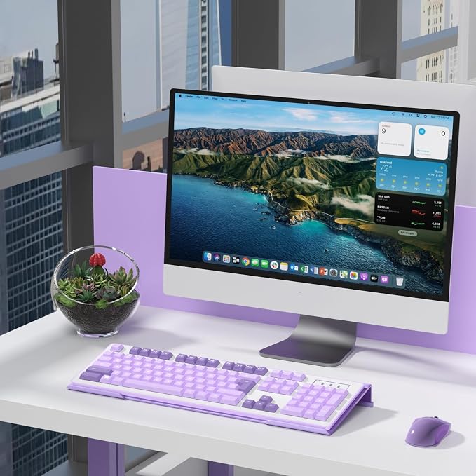 WINFFOR Comfortable Computer Keyboard Stand - Ergonomic Keyboard Riser Acrylic Tilted Keyboard Holder for Easy Typing&Working at Home Office - Fits All Keyboard Sizes - 17'' Wide (Purple)
