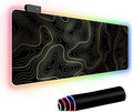 RGB Mouse Pad LED Desk Mat Large Gaming Mousepad Black and Gold Line Design, Keyboard Pad XL Mouse Mat for Home and Office (Black with Gold Topographic Line)