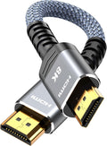 Highwings 4K Short HDMI Cable 0.5FT/0.15m - 4K@60Hz HDR Braided HDMI Cord, 18Gbps High Speed with Ethernet/ARC, 3D, HDCP 2.2, ARC, Compatible for PS-5/4/3/4K HDTV/Monitor/Projector/Streaming Media