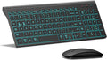 Wireless Backlit Keyboard and Mouse Ultra Slim Combo, TopMate 2.4G Silent Compact 2400DPI Mouse and Scissor Switch Keyboard Set, Batteries Included, for PC/Laptop/Windows/Mac/Gaming - BL Matte Black