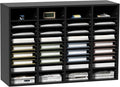 VEVOR Wood Literature Organizer, 36 Compartments, Mailboxes Slot with Removable Shelves, File Sorter for Office, Home, Classroom, or Mailrooms Organization, Black