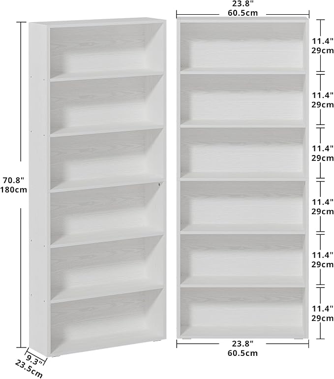 IRONCK Bookshelves and Bookcases Set of 2 Floor Standing 6 Tiers Display Storage Shelves 70 in Tall Bookcase Home Decor Furniture for Home Office, Living Room, Bed Room