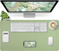 Light Green Desk Mat with Stitched Edges, Large Mouse Pad, Non-Slip Desk Protector Mat, Leather Desk Blotter, Waterproof Desk Pad for Office Home Decor(31.5×15.7 Inches)