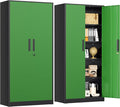 INTERGREAT Metal Lockable Storage Cabinet, 72” Storage Cabinet with 2 Doors and 4 Adjustable Shelves for Office, Home, Garage, Pantry (Black Green)