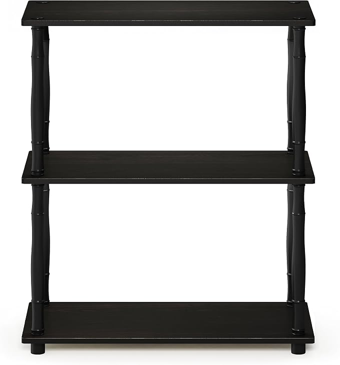 Furinno Turn-N-Tube 3-Tier Compact Multipurpose Shelf Display Rack with Classic Tube, Espresso/Black