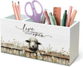 DILSJ Sheep Inspirational Pen Pencil Holder Organizer for Desk, Sheep Gifts, Live Like Someone Left the Gate Open Wooden Box Signs for Home Office Desk Tabletop Decoration
