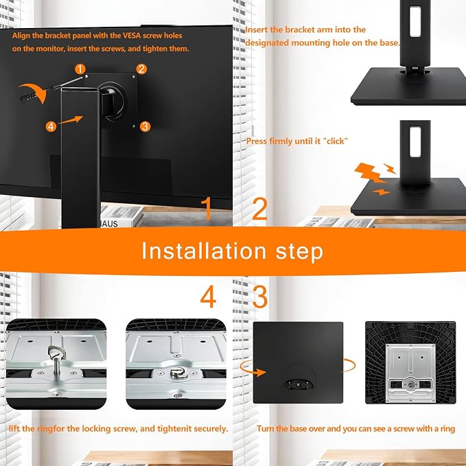 2026 Version Ergonomic VESA Monitor Stand, 150mm Spring Height adjustment,, Tool-Free Base, Swivel, Tilt & Rotation, for 22–26" Monitors, 5.95–7.28 lb, 100x100mm Vesa Mount (5.95～7.28LB)