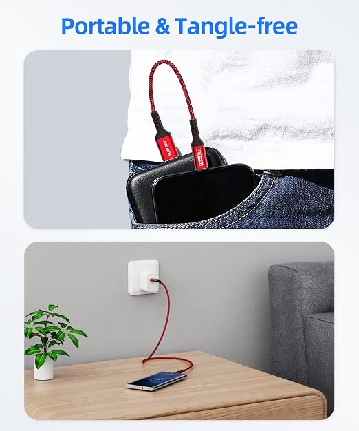 SUNGUY 10Gbps Android Auto USB C Cable, [2-Pack,1.5FT] 3A Fast Charging & Data Transfer USB C CarPlay Cable, Compatible with iPhone 17/16/15 Pro Max, Galaxy S22 S21 Note 20, Pixel 7 (Red)