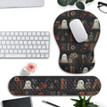 Ghost Book Mousepad with Wrist Rest Halloween Computer Keyboard Mouse Pad Black Cute, Mouse Pad with Wrist Rest for Computer Keyboard, 2 In1 Mousepad with Wrist Support Easy Typing&Relieve Wrist Pai