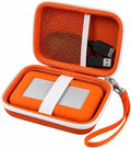 Case Compatible with LaCie Rugged Mini 1TB/ 2TB/ 4TB/ 5TB External Hard Drive Portable HDD, Storage Holder for Hard Drives for Mac and PC Computer & USB 3.0 2.0 Cable SD Cards (Tangerine)