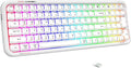 FOPETT Wireless Computer Keyboard with RGB Backlit, Tri-Mode Bluetooth 5.0/USB-C/2.4GHz Gaming Keyboard, Full Size Layout, Ergonomic Curved Design for Windows Mac PC Gamers & Office-White