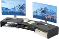 LEKETREE Dual Monitor Stand Riser with Drawer, Computer Stand for Desk, Workspace Desktop Stand, Desk Organizer for Computer, Laptop, TV and More (Black)