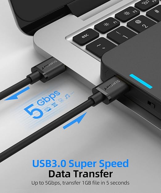 SUNGUY USB to USB Cable 1.5FT Short, USB 3.0 Type A Male to Type A Male Cable Data Transfer up to 5Gbps Compatible with Printers, Modems, Hard Drives, Monitor, Camera, Wacom, DVD, Hub