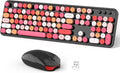 Dilter Wireless Keyboard and Mouse Combo, 104 Keys Full-Sized 2.4 GHz Round Keycap Typewriter Keyboards, USB Receiver Plug and Play, for Windows, Computer, PC, Laptop, Desktop (Black Colorful)