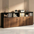 File Cabinet with Password Lock, Wood Lateral Filing Cabinet for Letter/A4 Files, 3 Drawer with Door, Printer Stand with Open Shelves for Home Office