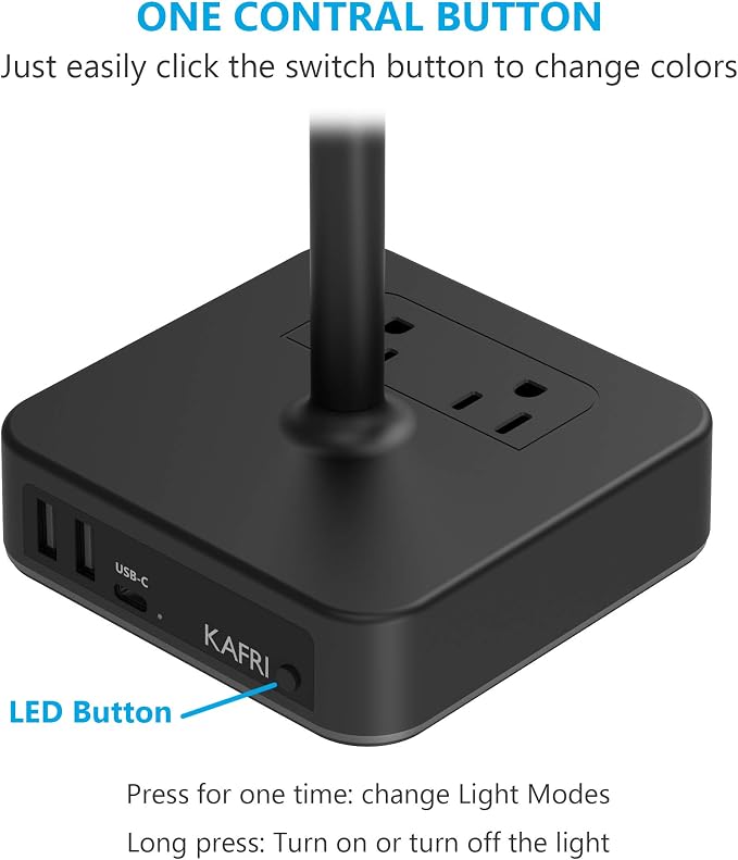 KAFRI RGB Headphone Stand with USB A&C Charger Desk Gaming Headset Holder Hanger Rack with 3 USB Charging Port and 2 Outlet - Suitable for Gamer Desktop Table Game Earphone Accessories Boyfriend Gifts