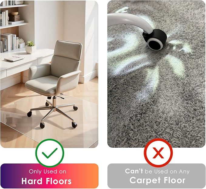 Kuyal Clear Chair mat for Hardwood Floor 30 x 48 inches Transparent Floor Mats Wood/Tile Protection Mat for Office & Home (30" X 48" Rectangle)