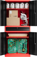 Fesbos 71" Metal Cabinet-Black&Gray Heavy Duty Storage File Cabinet Steel Tool Cabinets with Shelves, Lockable Doors and Drawers- for Garage, Pantry, Warehouse - Assembly Required