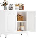Metal Storage Cabinet with 2 Doors, 33" H White Sideboard Cabinet, Small Kitchen Pantry with Adjustable Shelf, Coffee Bar Cabinets, Storage Cabinets for Kitchen, Bedroom, Living Room, Office